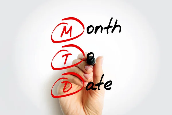 Mtd Month Date Periodo Che Inizia All Inizio Del Mese — Foto Stock