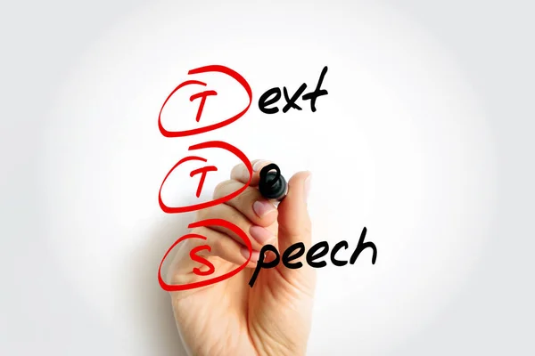 Tts Text Speech Akronym Mit Marker Hintergrund Zum Technologiekonzept — Stockfoto