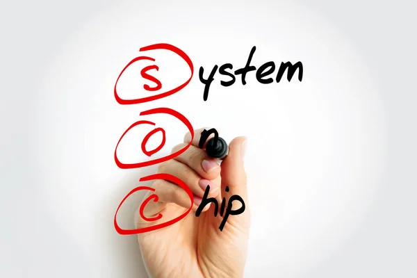 Soc System Chip Mozaikszó Technológiai Koncepció Háttér — Stock Fotó