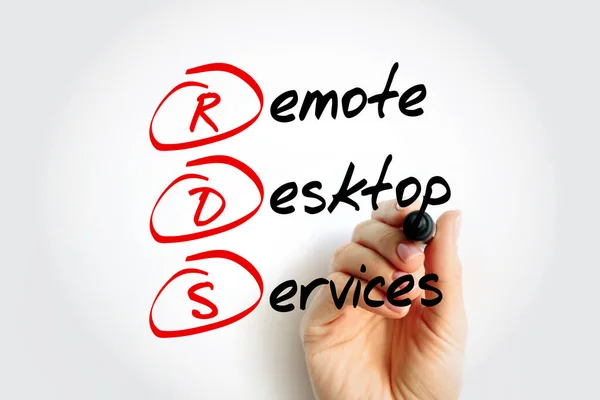 Rds マーカー 技術コンセプトの背景とリモートデスクトップサービスの頭字語 — ストック写真