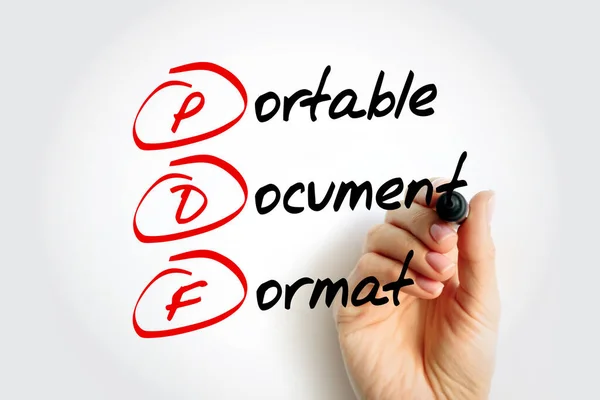 Pdf Akronym Portable Document Format Mit Marker Hintergrund Zum Technologiekonzept — Stockfoto