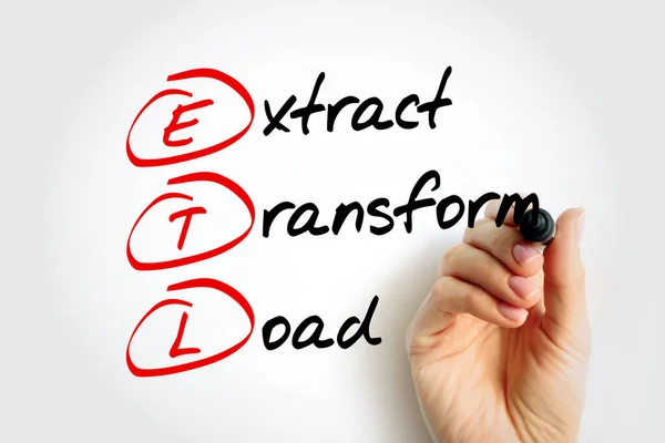 Etl Extract Transform Load Acronym Marker Technology Concept Background — Stock Photo, Image