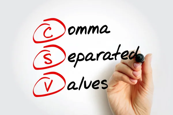 CSV - Comma Separated Values is a delimited text file that uses a comma to separate values, acronym concept background