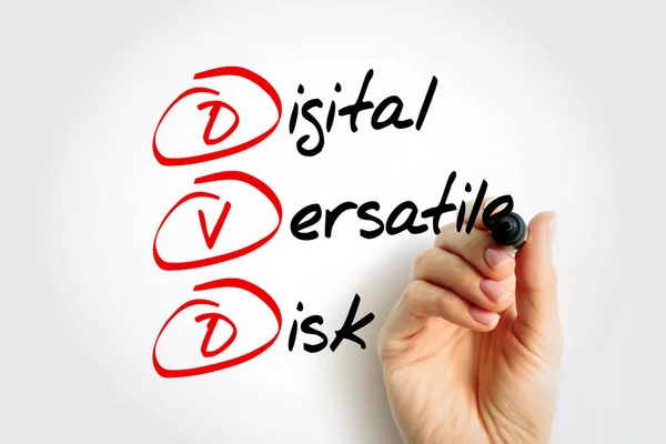 Dvd Digital Versatile Disk Acrônimo Com Marcador Fundo Conceito Tecnologia — Fotografia de Stock