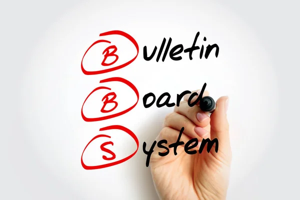 Bbs Acrónimo Bulletin Board System Technology Concept Background — Foto de Stock