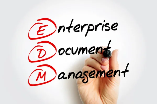 Edm Enterprise Document Managementは ドキュメントやレコードのワークフロー 頭字語ビジネスコンセプトの背景を保存 実行するアプリケーションとして定義されます — ストック写真