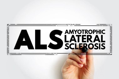 ALS Amyotrofik Lateral Sclerosis - beyindeki sinir hücrelerini ve omurilikteki sinir hücrelerini etkileyen ilerici sinir sistemi hastalığı, kısaltma metni kavramı arka plan