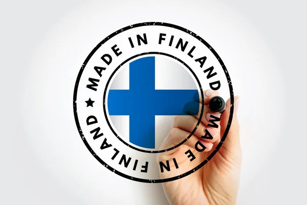 Made Finland Crachá Emblema Texto Fundo Conceito — Fotografia de Stock