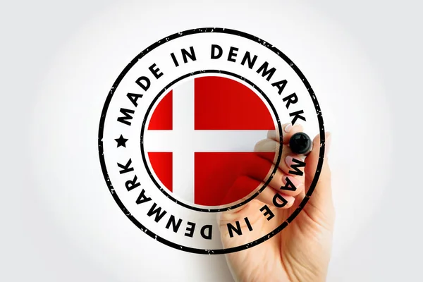 Badge Emblème Texte Made Denmark Fond Concept — Photo