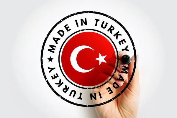 Made Turkey Crachá Emblema Texto Fundo Conceito — Fotografia de Stock