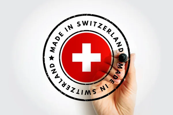 Badge Emblème Texte Fabriqué Suisse Concept Background — Photo