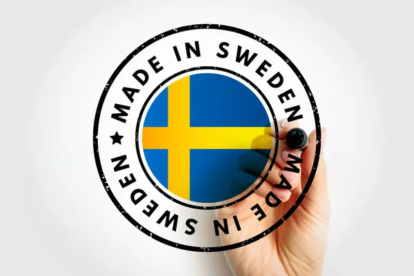 Badge Emblème Texte Made Sweden Fond Concept — Photo