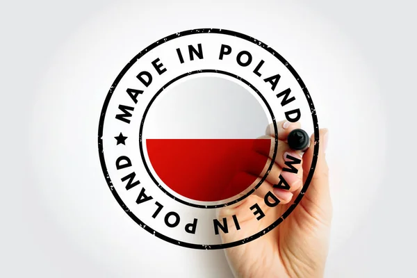 Made Poland Emblema Del Testo Distintivo Concetto Sfondo — Foto Stock