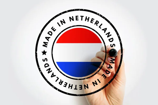 Hecho Holanda Emblema Texto Distintivo Fondo Concepto — Foto de Stock