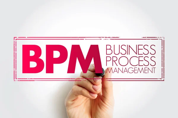 Bpmビジネスプロセス管理 さまざまな方法を使用して ビジネスプロセス テキストスタンプコンセプトの背景を発見 モデル化 最適化 自動化する規律 — ストック写真