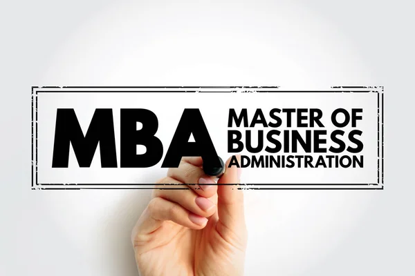 MBA Master of Business Administration - graduate degree that provides theoretical and practical training for business or investment management, acronym text stamp concept background
