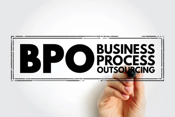 BPO Business Process Outsourcing - delegation of one or more IT-intensive business processes to an external provider, acronym text stamp concept background