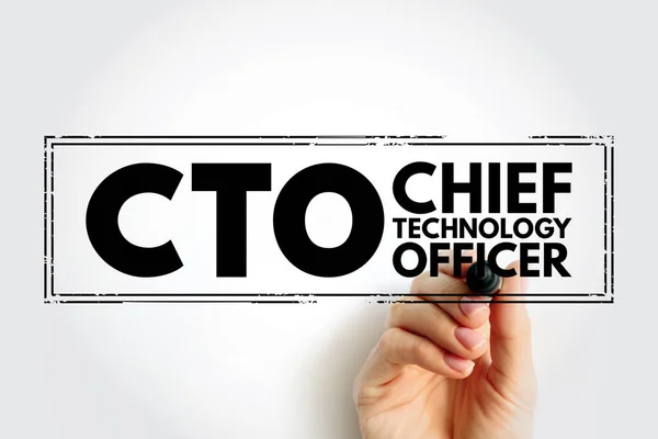CTO Chief Technology Officer - executive-level position in a company whose occupation is focused on the scientific and technological issues, acronym text stamp concept background