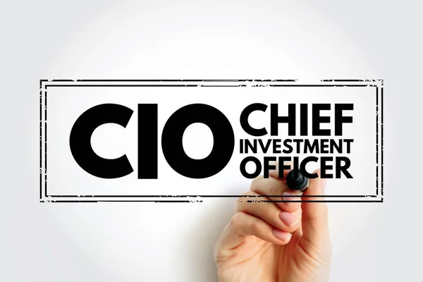 CIO Chief Investment Officer - job title for the board level head of investments within an organization, acronym text stamp