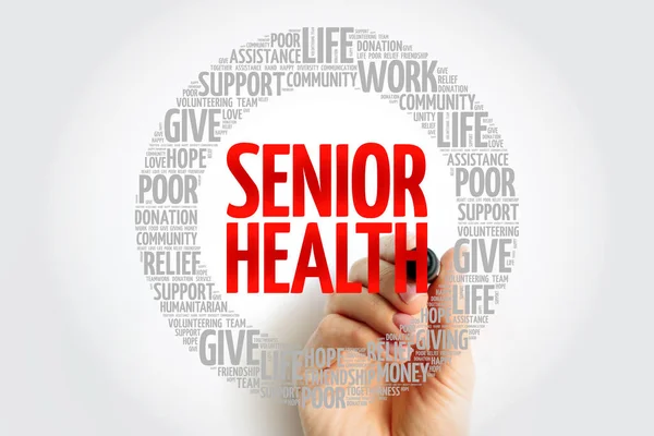 Senior health word cloud with marker, health concept