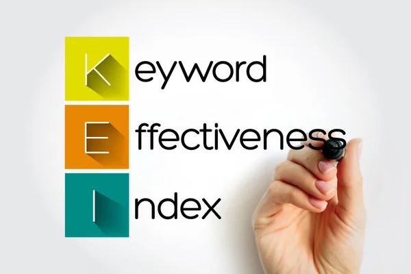 KEI Keyword Effectiveness Index - compares the count result with the number of competing web pages to pinpoint which keywords are most effective, acronym text with marker