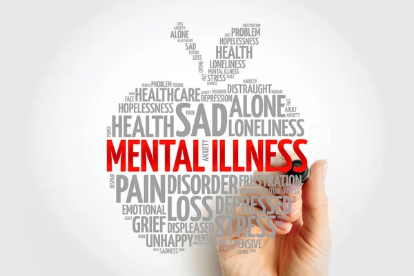 Mental Mental Illness Apple Word Cloud Medical Concept Marker — Stock Photo, Image