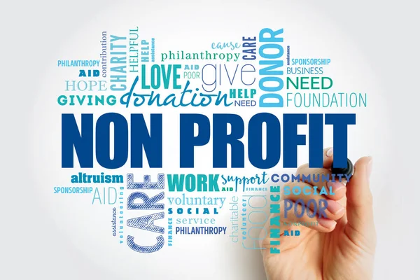 Non Profit Parola Cloud Collage Sfondo Concetto Sociale — Foto Stock