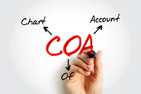 Coa Chart Account Index Aller Finanzkonten Hauptbuch Eines Unternehmens Akronym — Stockfoto