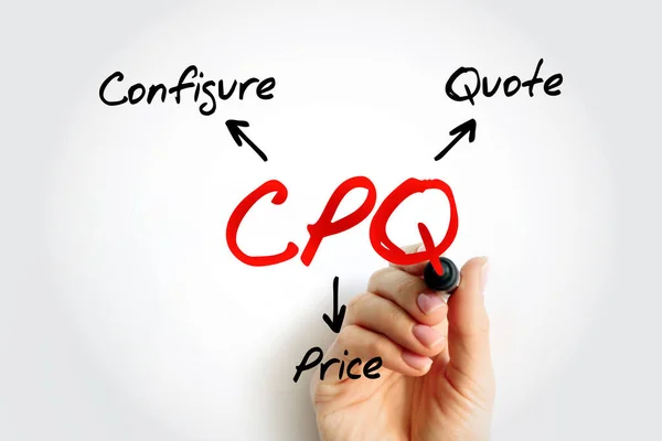 Cpq Configure Price Quote 帮助卖方报价复杂且可配置的产品的软件系统 缩写文本概念背景 — 图库照片