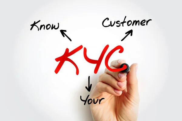 Kyc认识你的客户 金融服务的指导方针 以验证你的身份 合适性和风险 首字母缩写 文字概念背景 — 图库照片