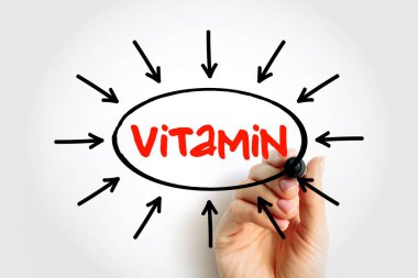 Oklu vitamin metni, sunum ve raporlar için konsept