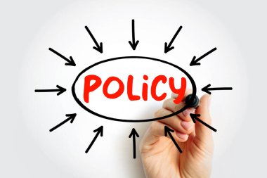 Oklu politika metni, sunum ve raporlar için konsept