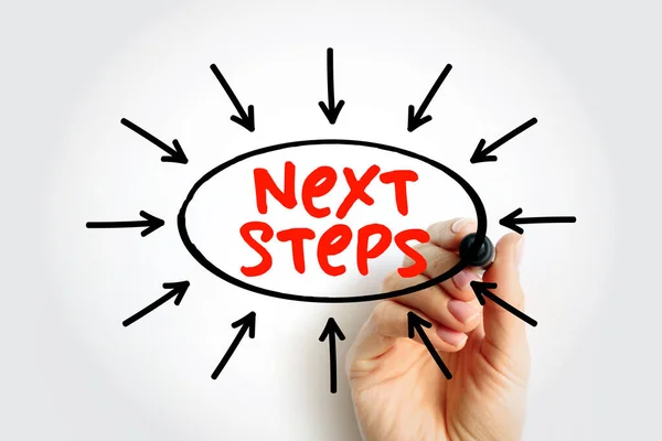 Next Steps Text Arrows Concept Presentations Reports — Stock Photo, Image