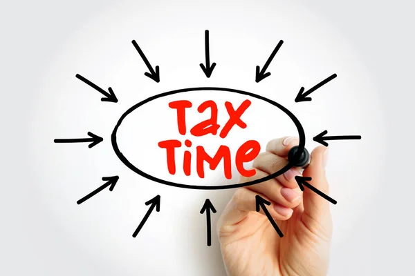Tax Time Text Mit Pfeilen Geschäftskonzept Für Präsentationen Und Berichte — Stockfoto