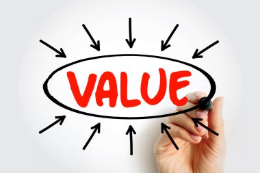 Okları olan değer metni, sunum ve raporlar için iş konsepti