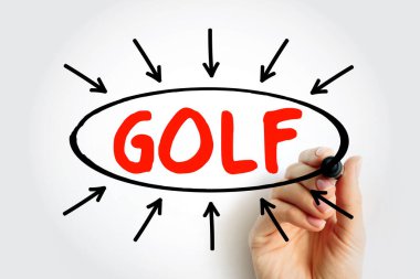 Oklu golf metni, sunum ve raporlar için spor kavramı