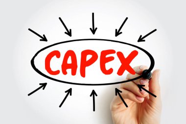 CAPEX - Sermaye harcamaları veya sermaye giderleri, oklu metin, sunum ve raporlar için iş kavramı