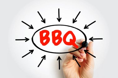 Oklu BBQ (barbekü) metni, sunum ve raporlar için konsept