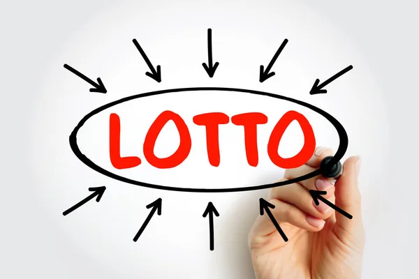 Lotto Texto Con Flechas Concepto Para Presentaciones Informes — Foto de Stock