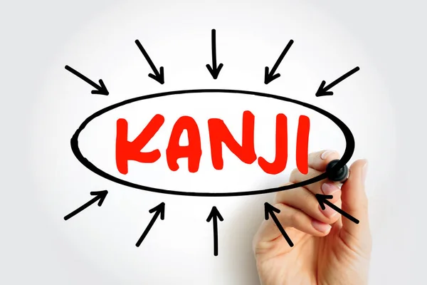Texto Kanji Con Flechas Concepto Para Presentaciones Informes —  Fotos de Stock