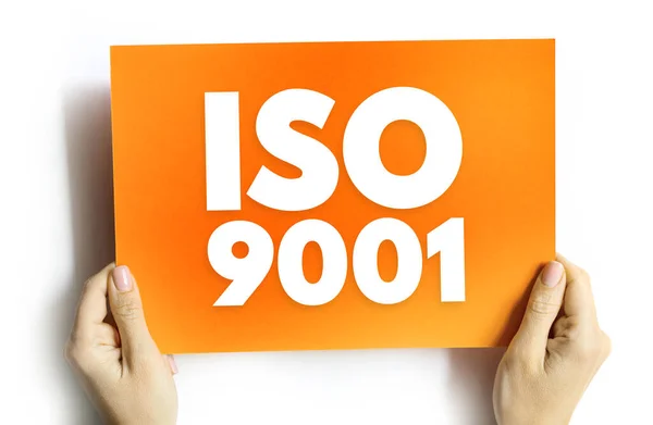 ISO 9001 - international standard that specifies requirements for a quality management system, text concept background
