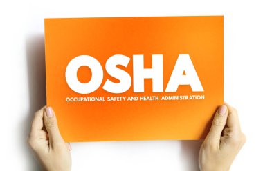 OSHA - İş Güvenliği ve Sağlık İdaresi kısaltması, kart üzerindeki metin kavramı