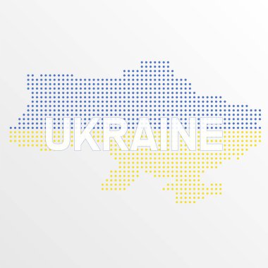 Ukrayna 'nın soyut mozaik bayrağı, illüstrasyon, Grunge mozaik vektörü. Metin UKRAINE