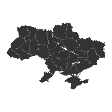 Ukrayna Haritası - Uluslararası Dünya Harita Şablonu Yüksek detaylı siyah ve gri dış hat rengi de dahil olmak üzere şeffaf arkaplan üzerinde izole edilmiş - Vektör ilülasyonu 10