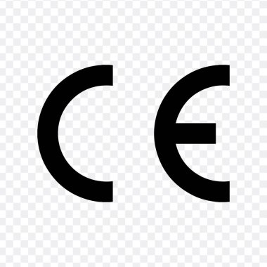 CE işareti. CE sembolü beyaz arkaplanda izole edilmiş. Avrupa Konformasyon Sertifikası