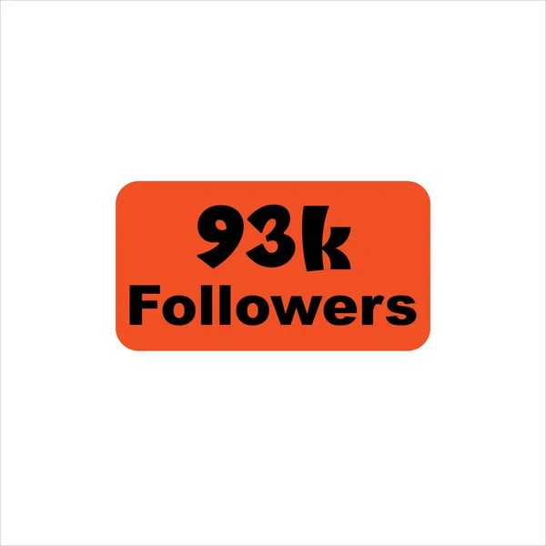 93k seguidores vector naranja, icono, sello, logotipo ilustración — Vector de stock