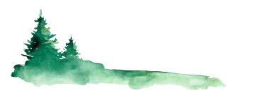 Suluboya rengarenk yeşil ağaç