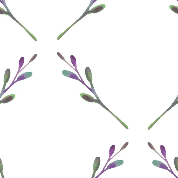 Watercolor Seamless Pattern Almond Leaves — Stock Photo, Image