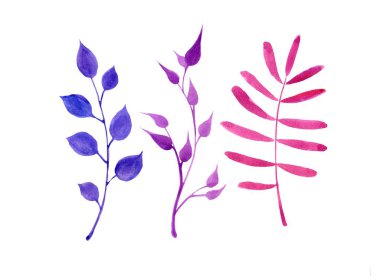 Elle boyanmış suluboya yapraklar.