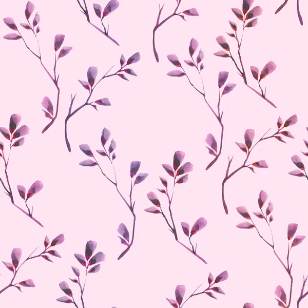 复古花卉墙纸和紫罗兰色设计与Tkin分支 — 图库照片